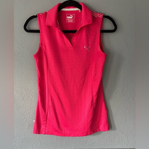 Puma Tops - Puma | sleeveless | golf | polo | pink | white | dry cell | xs